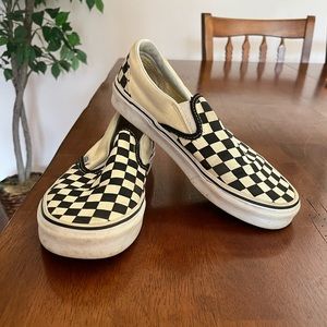 Checkered slip on vans